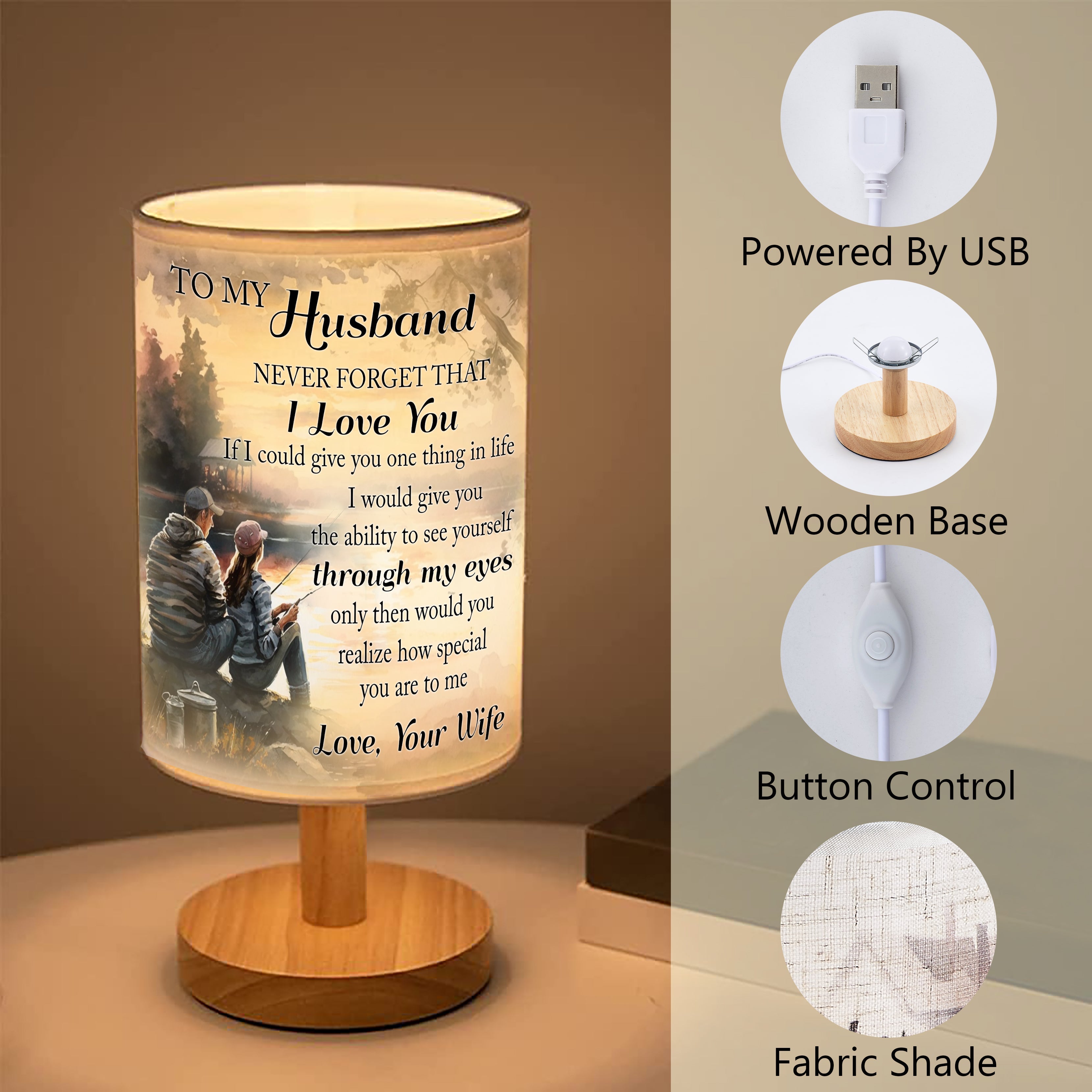 Husband Wife Fishing Table Lamp Gifts for Husband from Wife, Husband and Wife Fishing Lamp