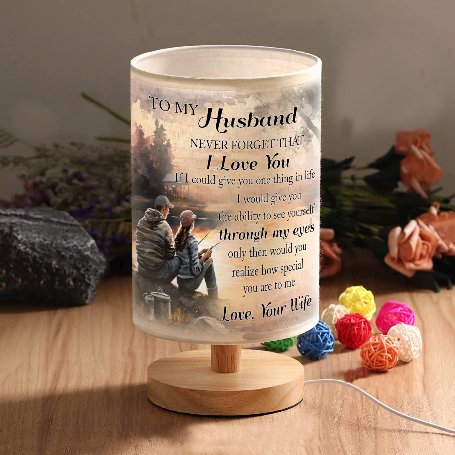 Husband Wife Fishing Table Lamp Gifts for Husband from Wife, Husband and Wife Fishing Lamp