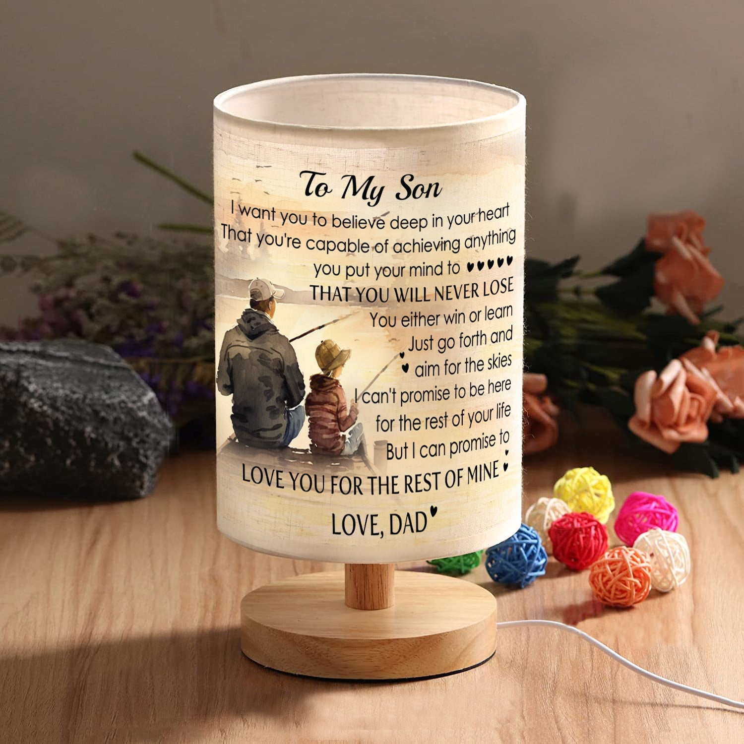 Father Son Fishing Table Lamp Son Gifts from Dad, Father and Son Fishing Lamp gift for Son