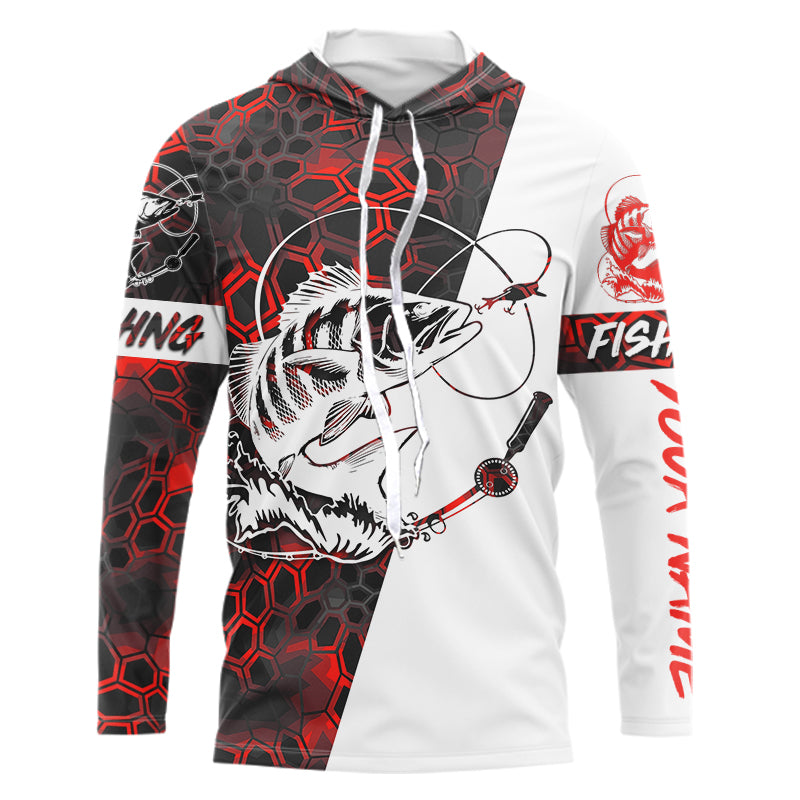Personalized Black Drum Fishing jerseys, Black Drum Fishing Long Sleeve Fishing tournament shirts | red camo A79