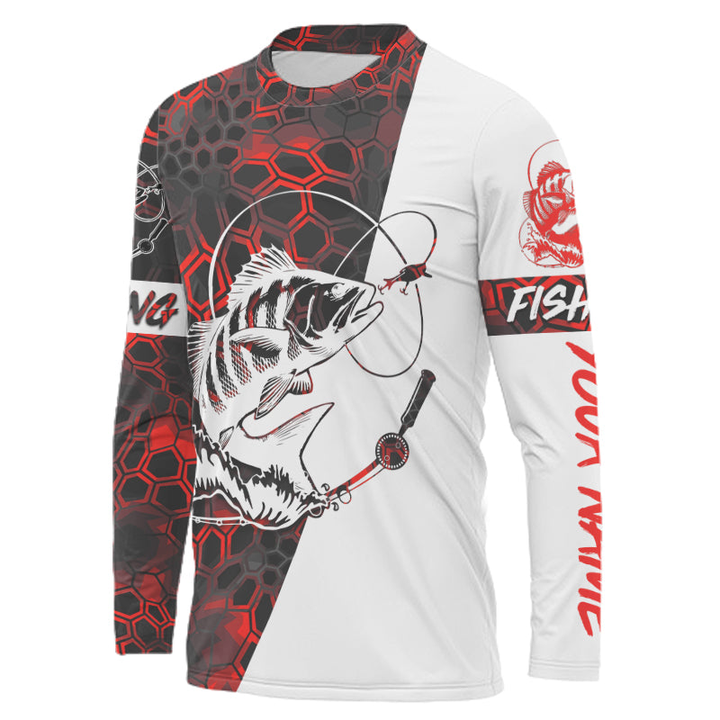 Personalized Black Drum Fishing jerseys, Black Drum Fishing Long Sleeve Fishing tournament shirts | red camo A79