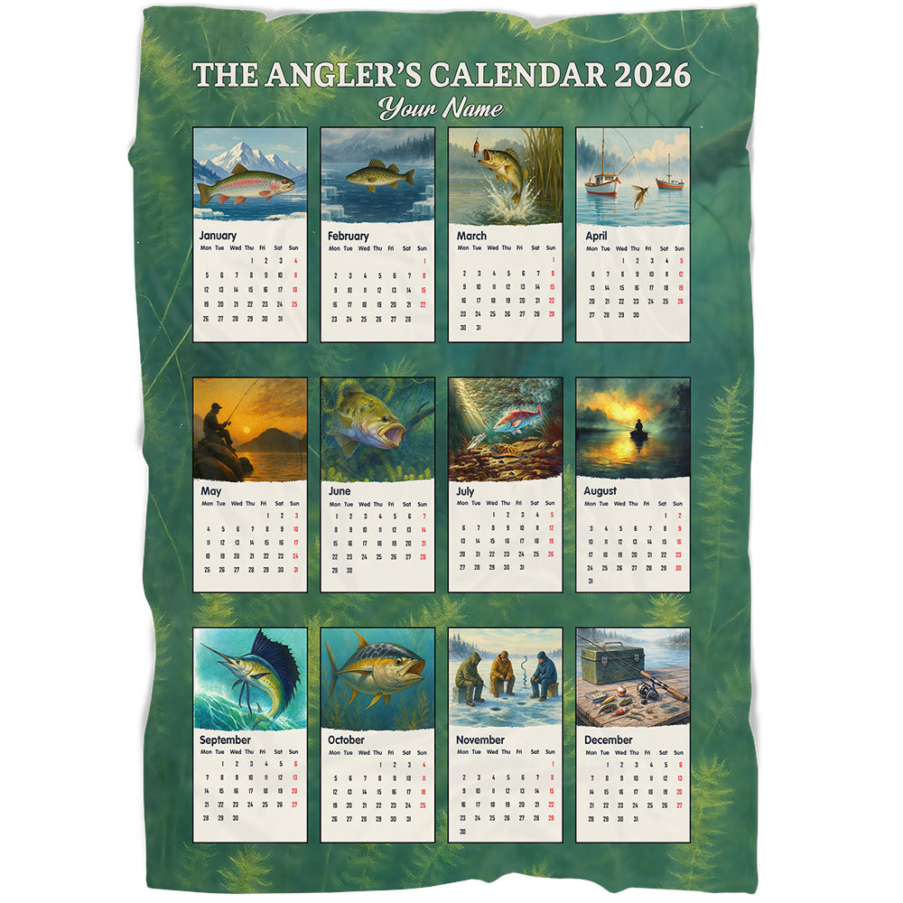 Custom The Angler's Calendar 2026 Fleece Blanket