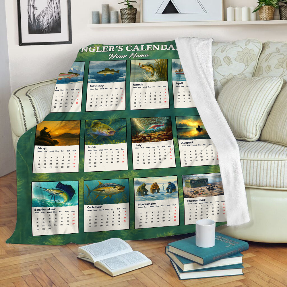 Custom The Angler's Calendar 2026 Fleece Blanket