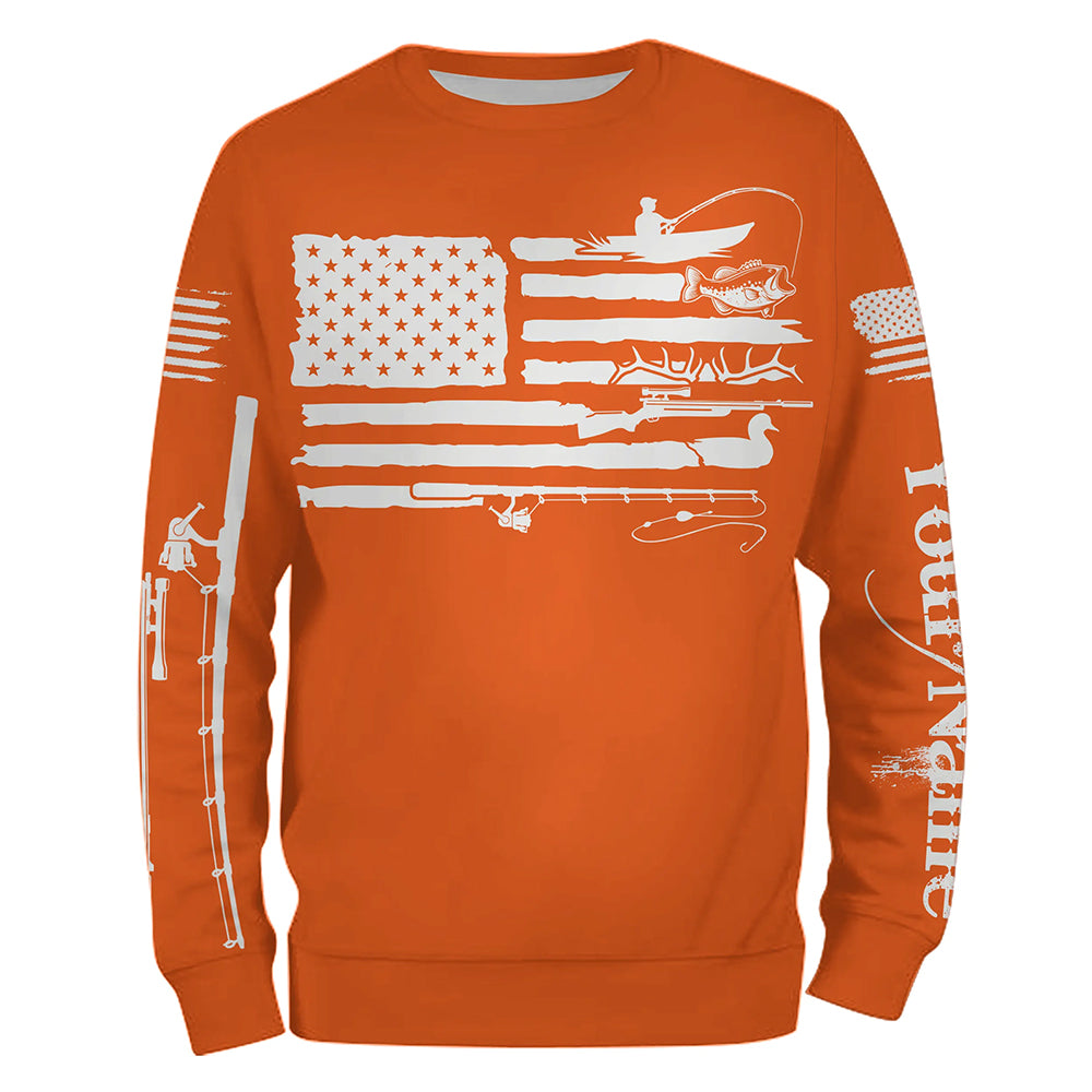 American Flag UV Protection Fishing Hunting Sweatshirt For Fisherman Hunter A44