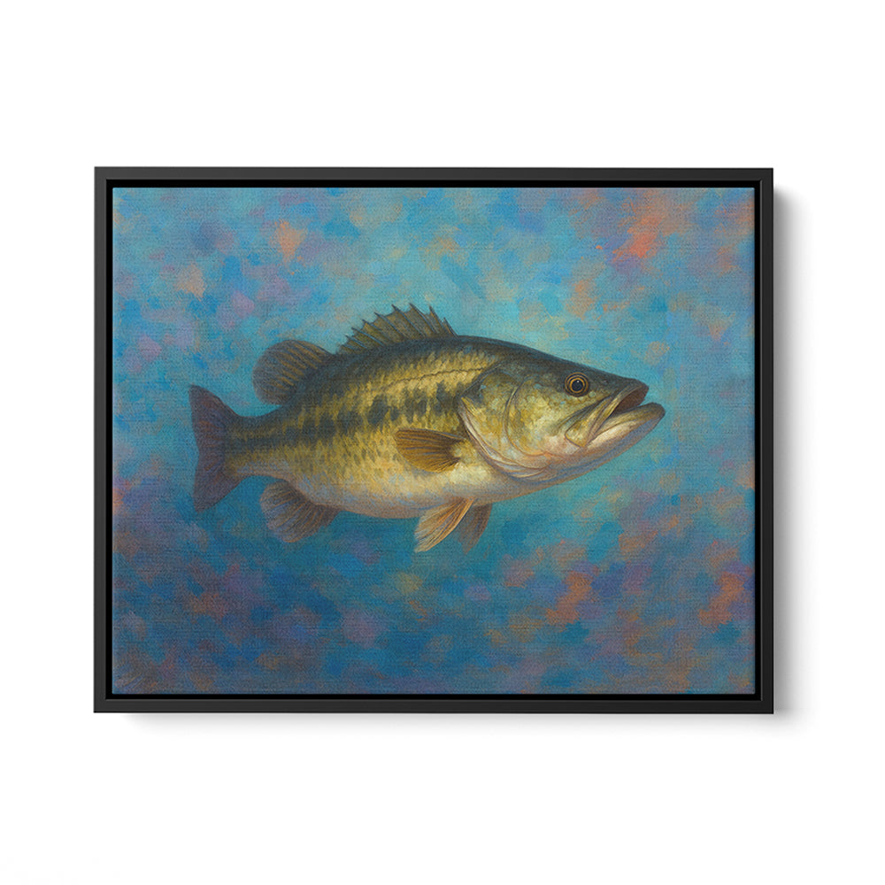Bass Fishing Art Colorful Painting Fish Art Printed Framed Matte Canvas