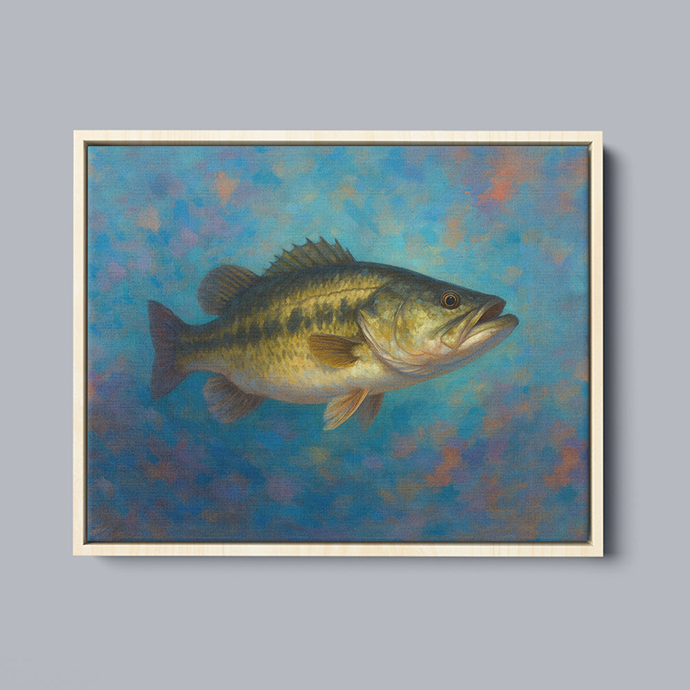 Bass Fishing Art Colorful Painting Fish Art Printed Framed Matte Canvas
