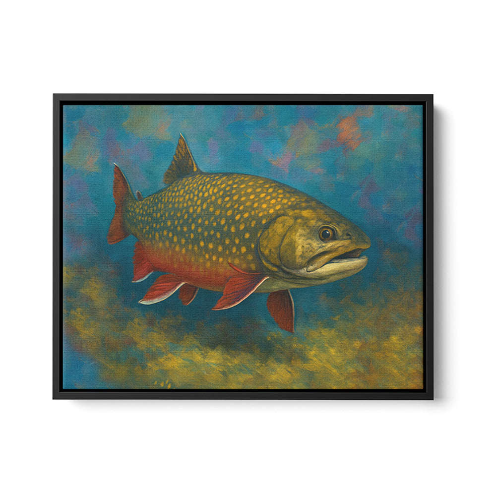 Brook Trout Fishing Art Colorful Painting Fish Art Printed Framed Matte Canvas