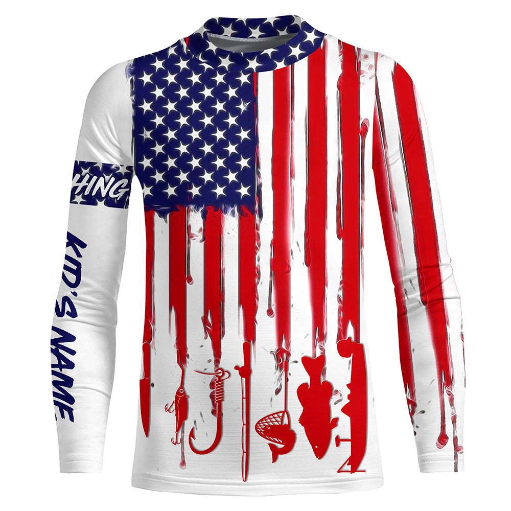 American flag UV protection kid fishing shirt A12