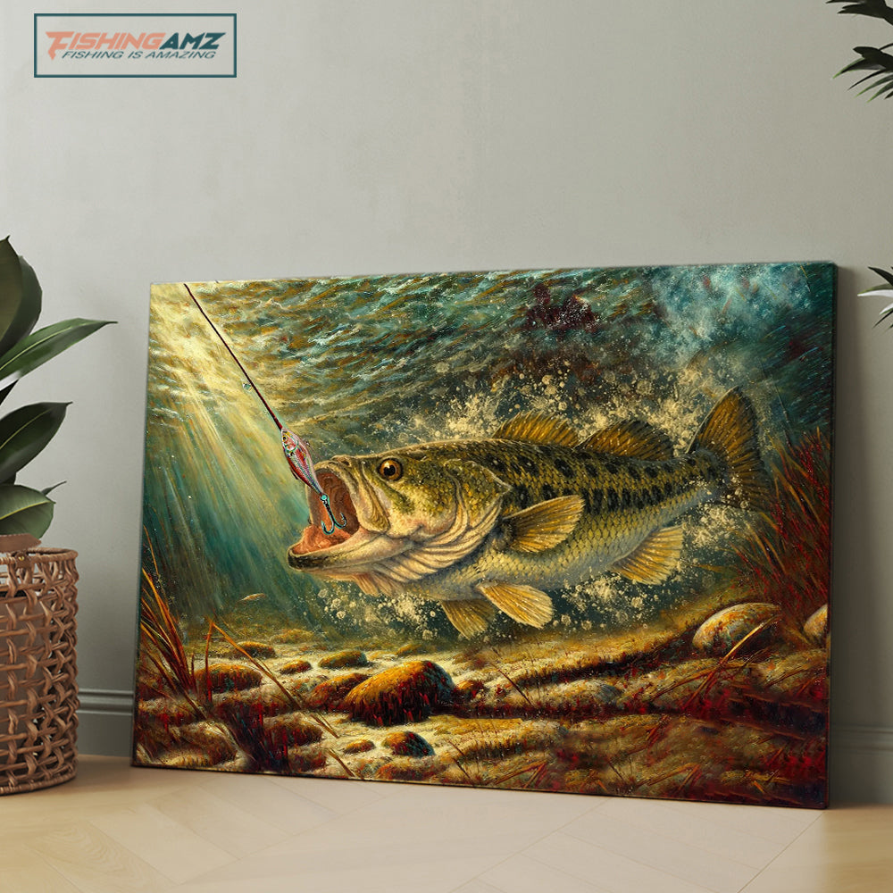 Bass Fishing Fish Art Canvas Painting Matte Canvas