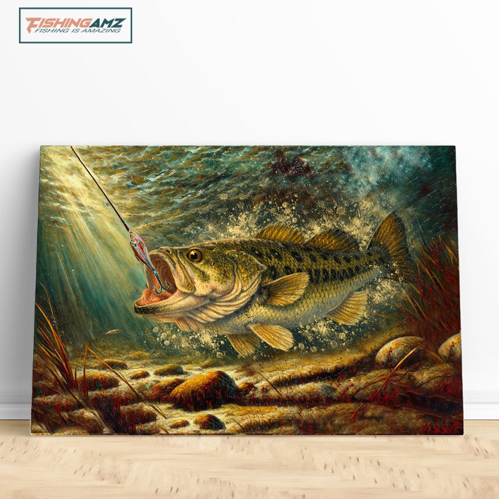 Bass Fishing Fish Art Canvas Painting Matte Canvas