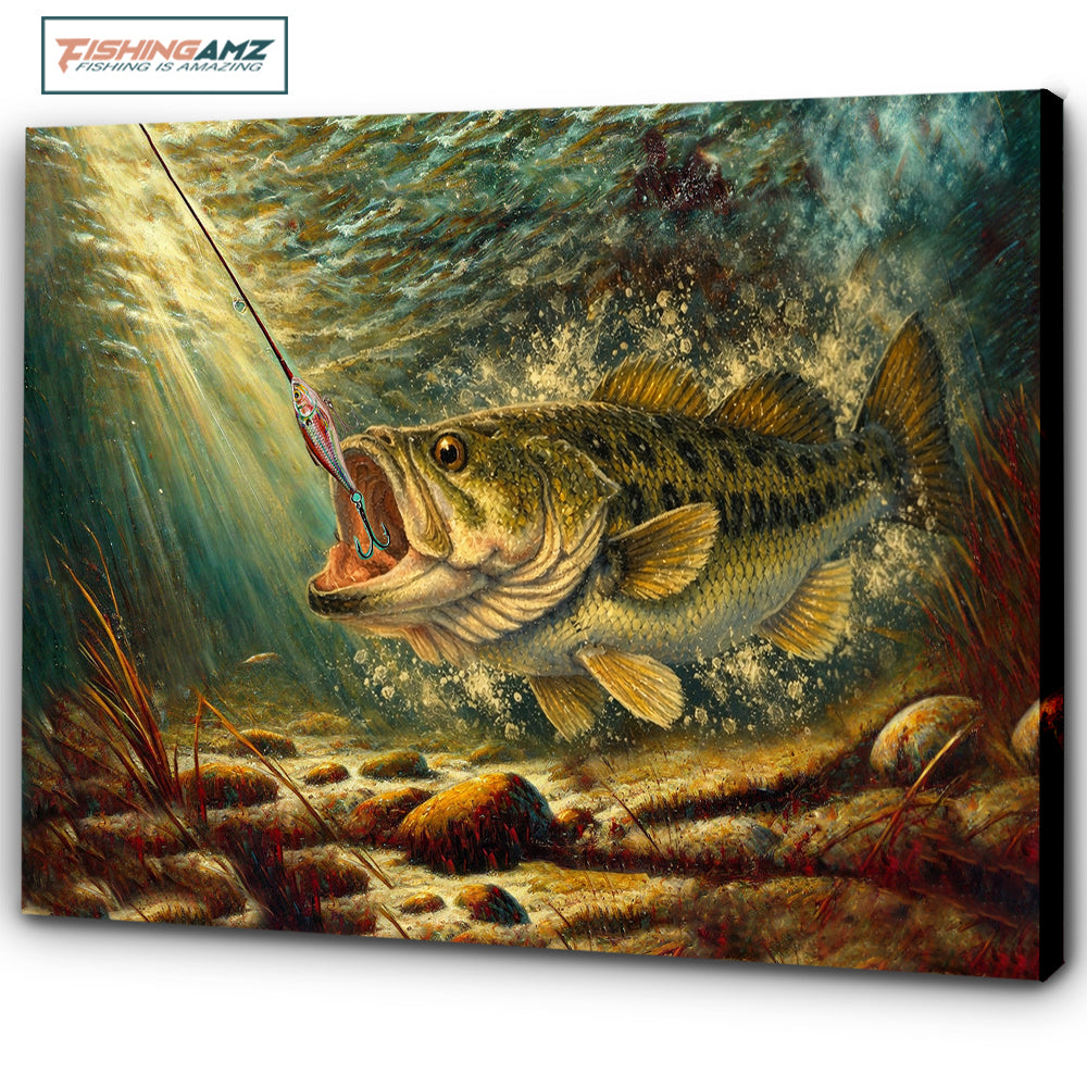 Bass Fishing Fish Art Canvas Painting Matte Canvas