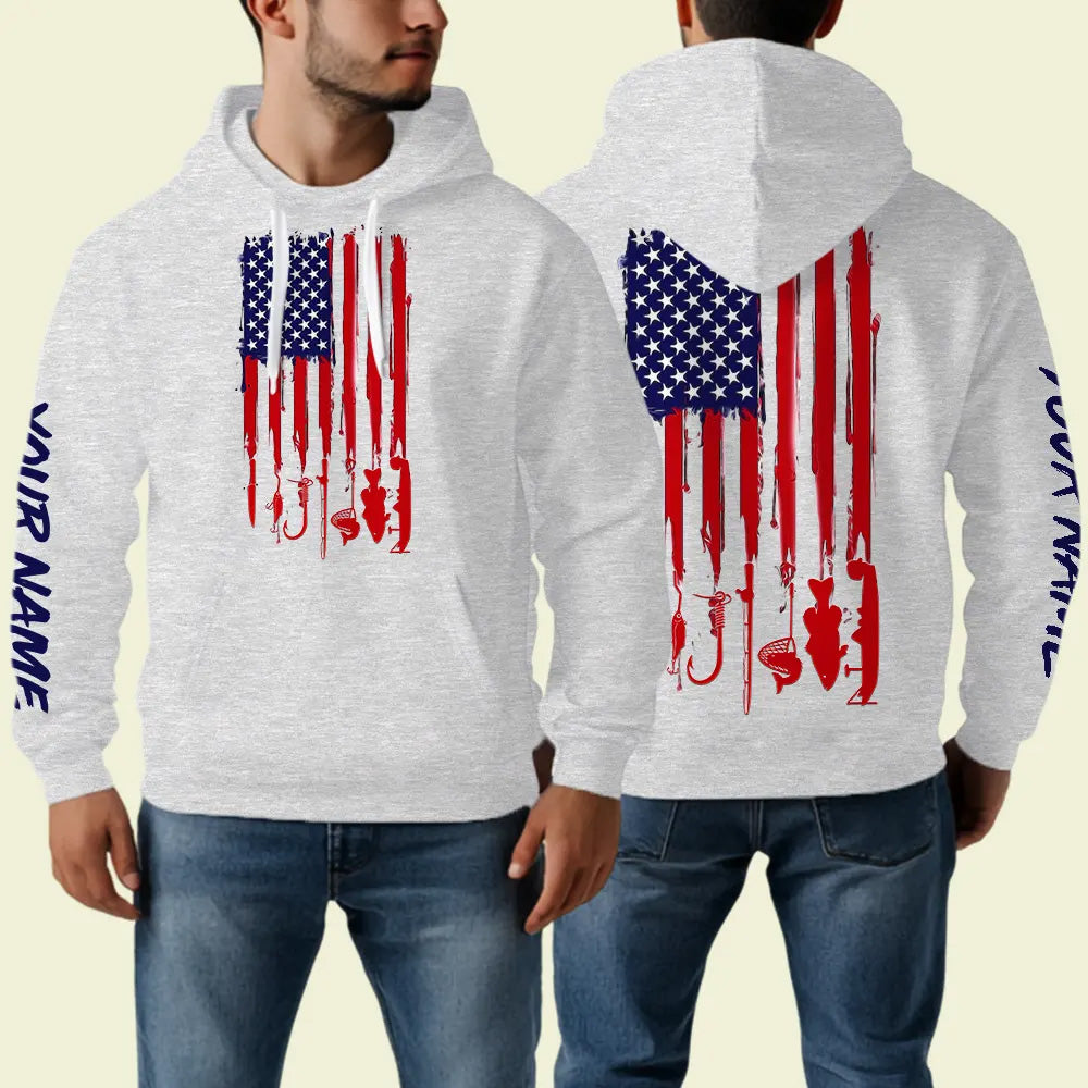 American Flag Fishing Hoodie Fishing Jersey For Fisherman