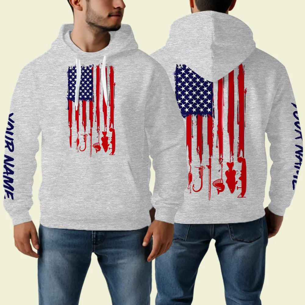 American Flag Fishing Hoodie Fishing Jersey For Fisherman
