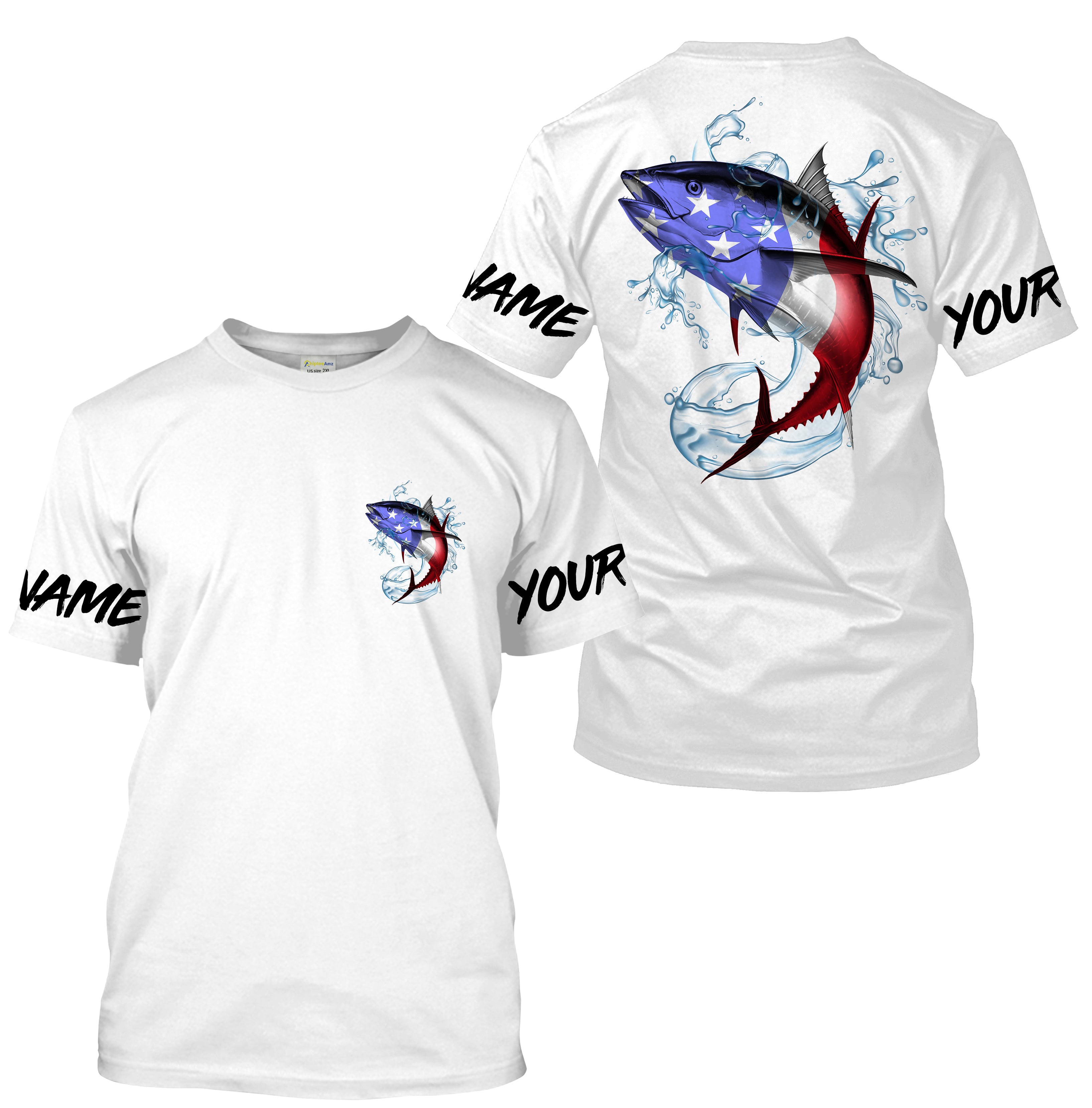 Tuna Fishing American Flag Custom performance Fishing T-Shirts, Patriotic Fishing gifts - IPHW1414