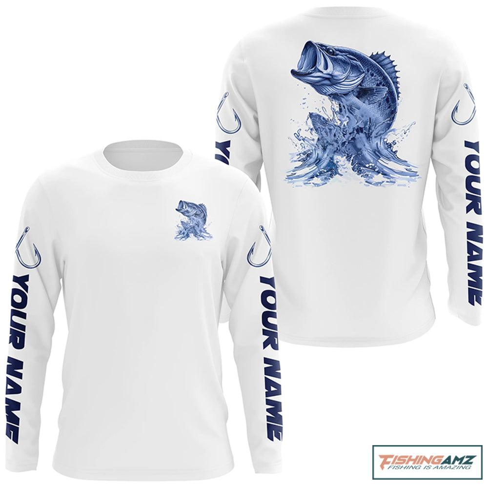 Personalized Largemouth Bass Long Sleeve Performance Fishing Shirts, Bass Fishing Jersey IPHW6407
