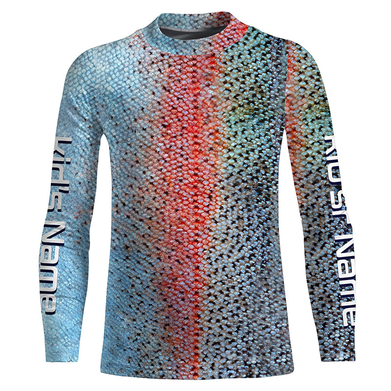 Rainbow Trout Fly Fishing Scales Custom Long Sleeve Fishing Shirts, Trout Fishing Jerseys IPHW3987