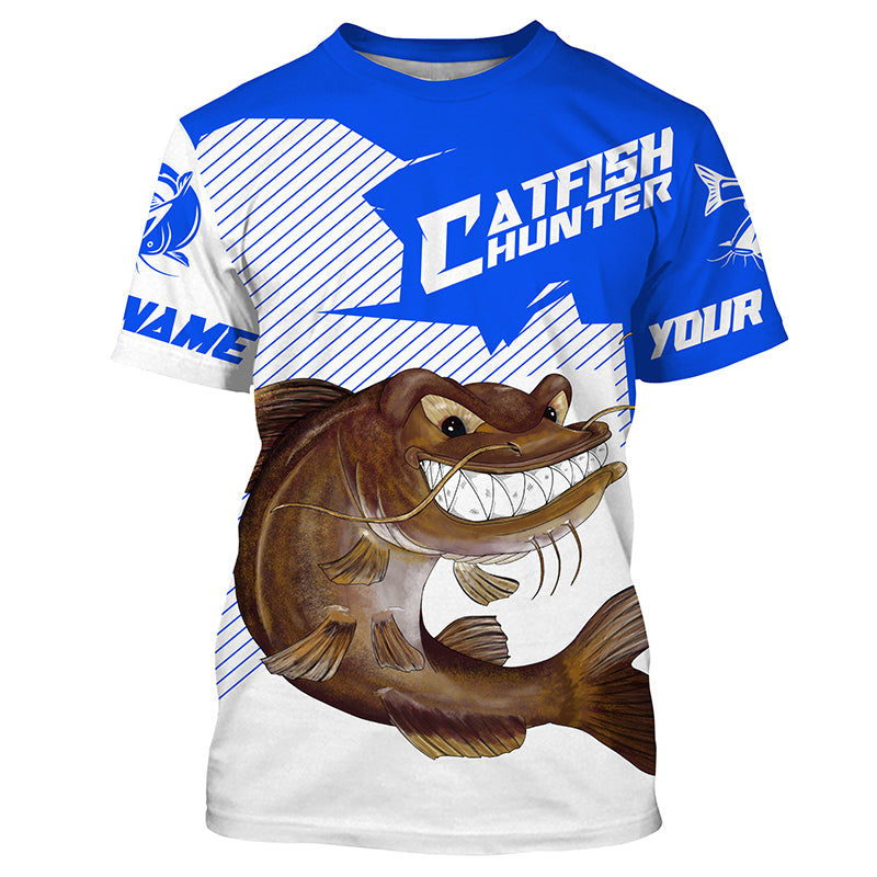 Angry Catfish Custom performance Fishing T-Shirts, Catfish hunter Fishing jerseys | blue IPHW3379