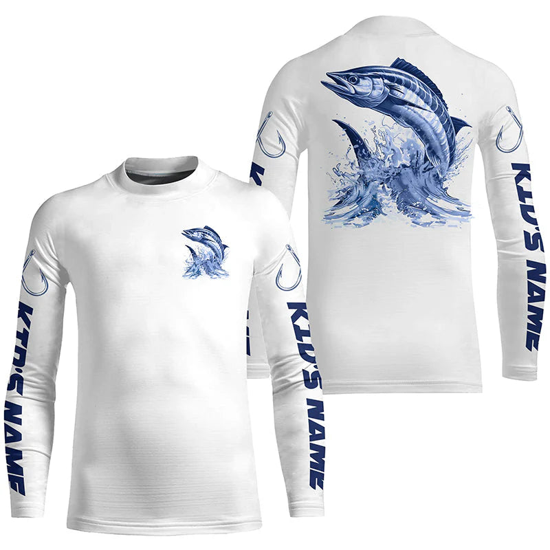 Wahoo Kid Long Sleeve Fishing Shirts, Wahoo Custom Fishing Jerseys Saltwater Fishing Gifts IPHW6883