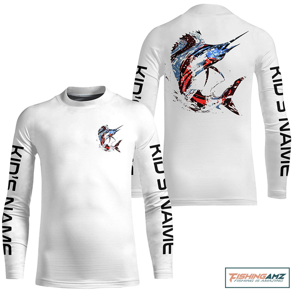Custom Patriotic American Flag Sailfish Fishing Shirts, Sailfish Fishing Tournament Jerseys IPHW6904