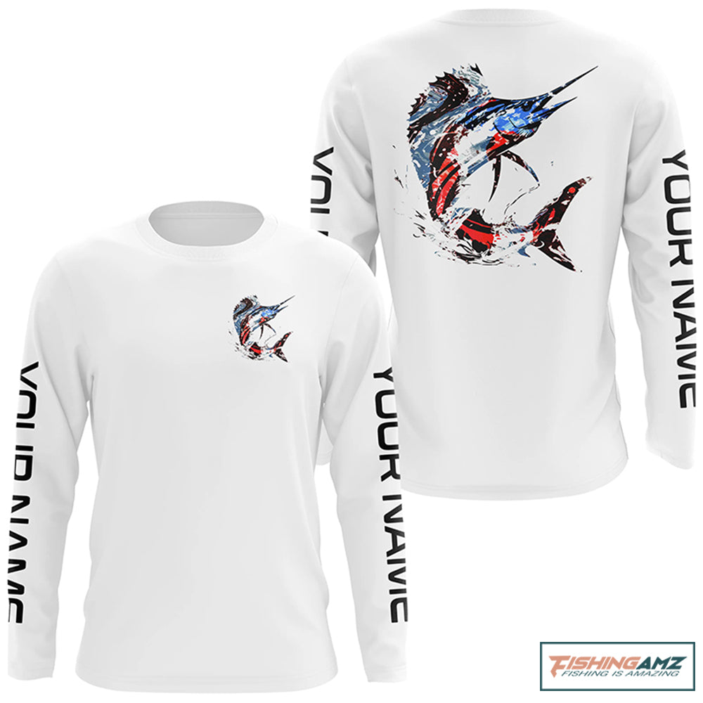 Custom Patriotic American Flag Sailfish Fishing Shirts, Sailfish Fishing Tournament Jerseys IPHW6904