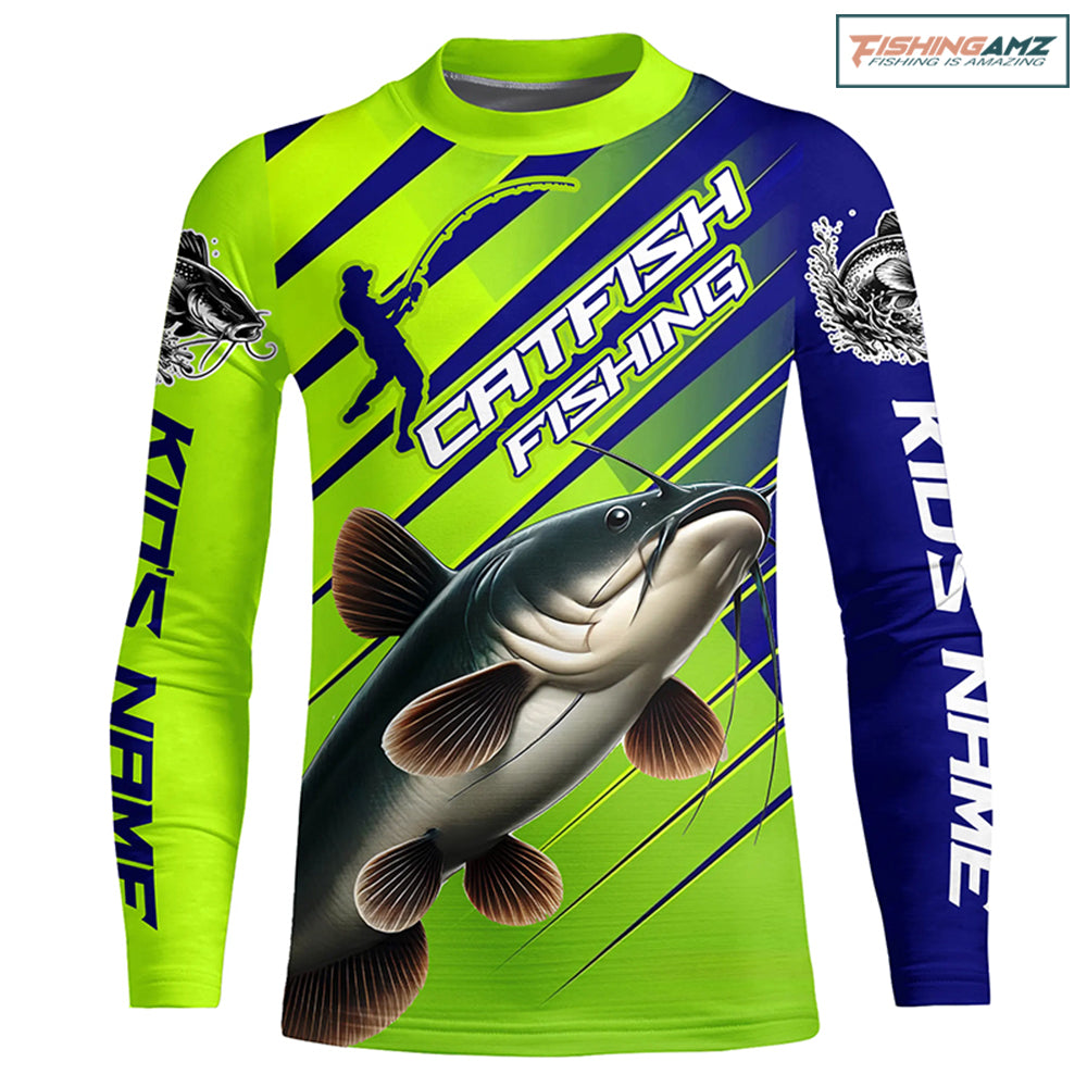 Custom Catfish Fishing Uv Protection Kid Long Sleeve Shirts, Catfish Tournament Fishing Shirt IPHW7180