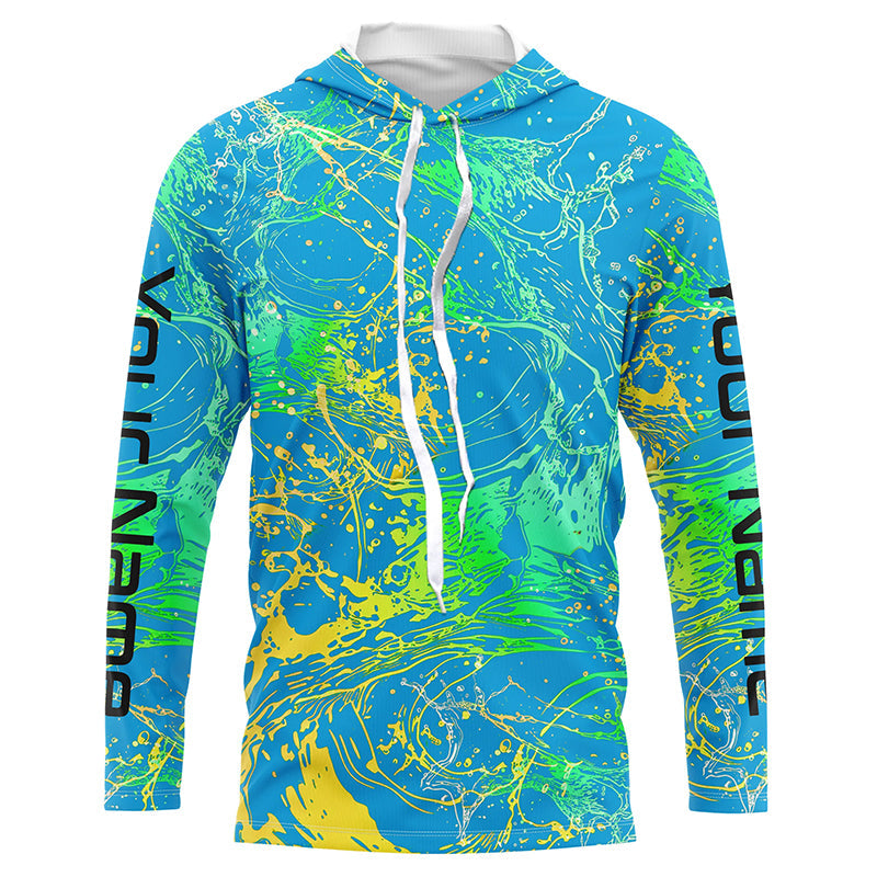 Water Splashing Camo Uv Protection Long Sleeve Fishing Shirts, Custom Performance Fishing Shirts IPHW5784