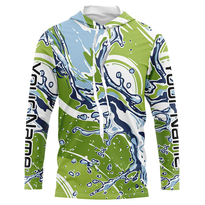 Water Splashing Camo Uv Protection Long Sleeve Fishing Shirts, Custom Performance Fishing Shirts IPHW5785
