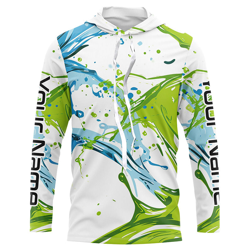 Water Splashing Camo Uv Protection Long Sleeve Fishing Shirts, Custom Performance Fishing Shirts IPHW5786