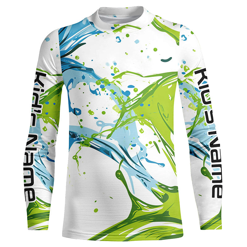 Water Splashing Camo Uv Protection Long Sleeve Fishing Shirts, Custom Performance Fishing Shirts IPHW5786