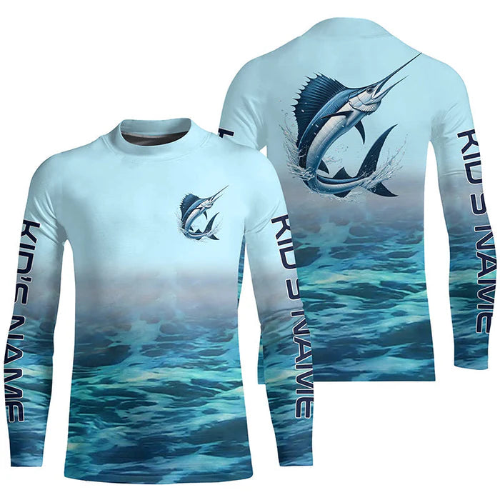 Sailfish Fishing Custom Performance Fishing Gear Shirts, Sailfish Kid Long Sleeve Fishing Shirts IPHW6817