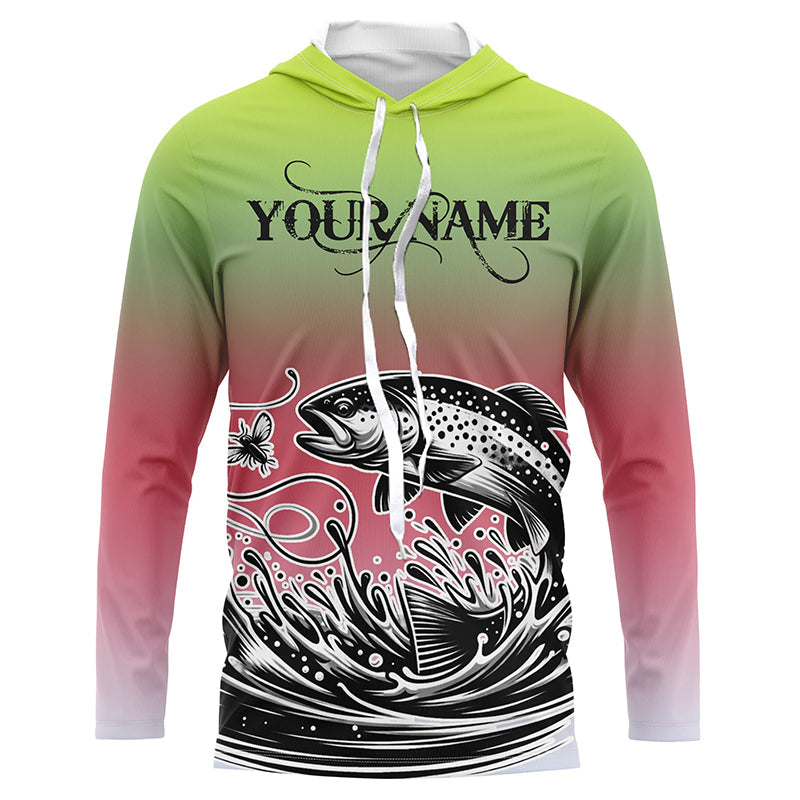 Rainbow Trout Custom Long Sleeve Tournament Fishing Shirt, Trout Uv Protection Fishing Jerseys IPHW5591