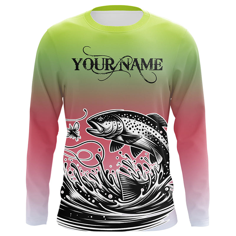 Rainbow Trout Custom Long Sleeve Tournament Fishing Shirt, Trout Uv Protection Fishing Jerseys IPHW5591