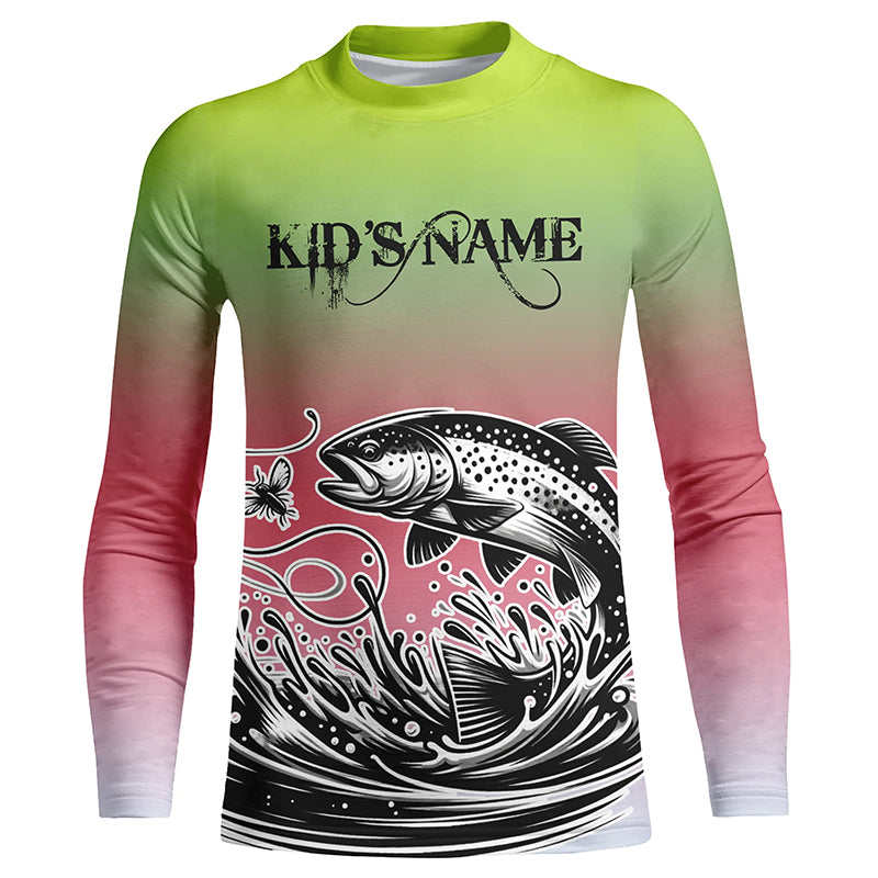 Rainbow Trout Custom Long Sleeve Tournament Fishing Shirt, Trout Uv Protection Fishing Jerseys IPHW5591