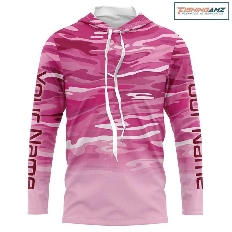 Pink Camo Custom Long Sleeve Tournament Performance Fishing Shirts For Charter Fishing Trip IPHW5797