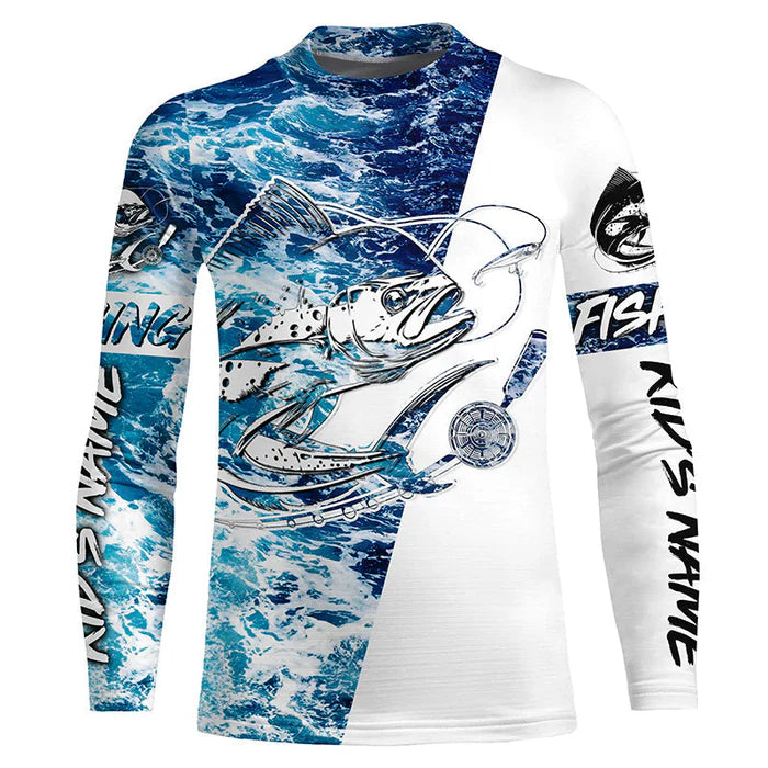 Personalized Mahi Mahi Kid Long Sleeve Uv Protection Fishing Shirts, Mahi Mahi Saltwater Fishing Shirts IPHW6132
