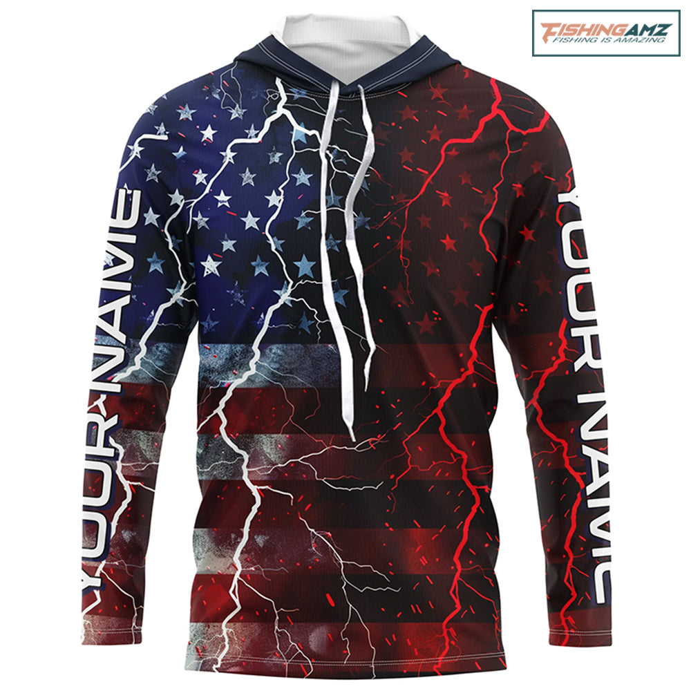American Flag Custom Long Sleeve Uv Protection Fishing Shirts, Patriotic Fishing Jersey IPHW6852