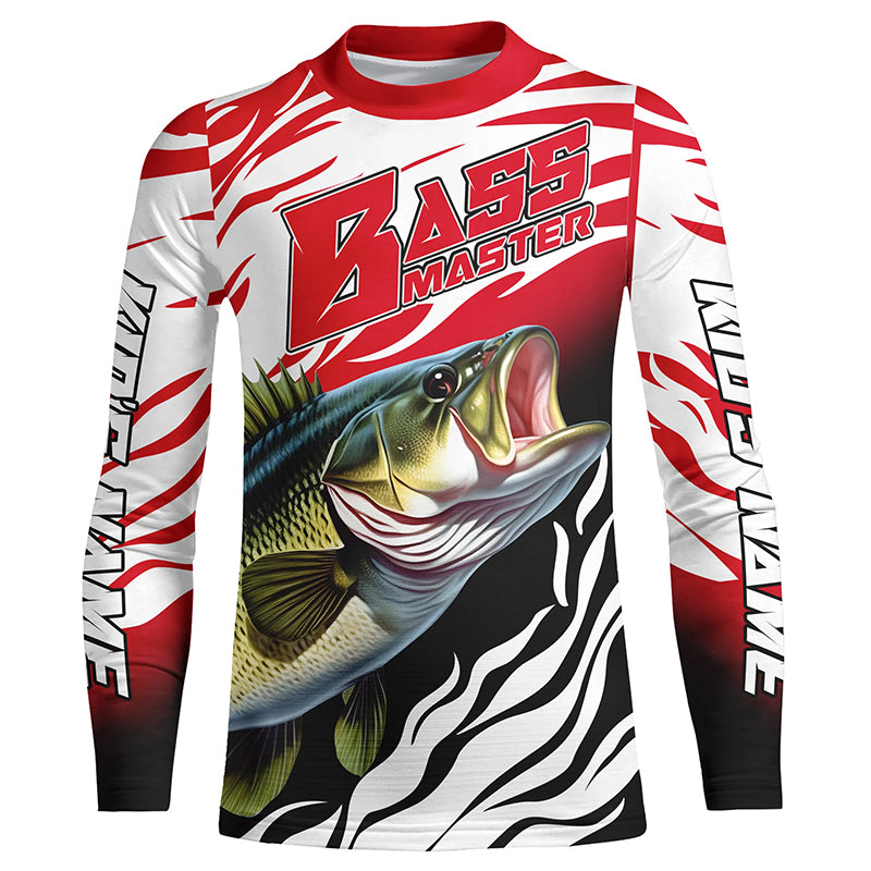 Personalized Bass master Fishing jerseys, Largemouth Bass Kid Long sleeve performance Fishing Shirts IPHW3358