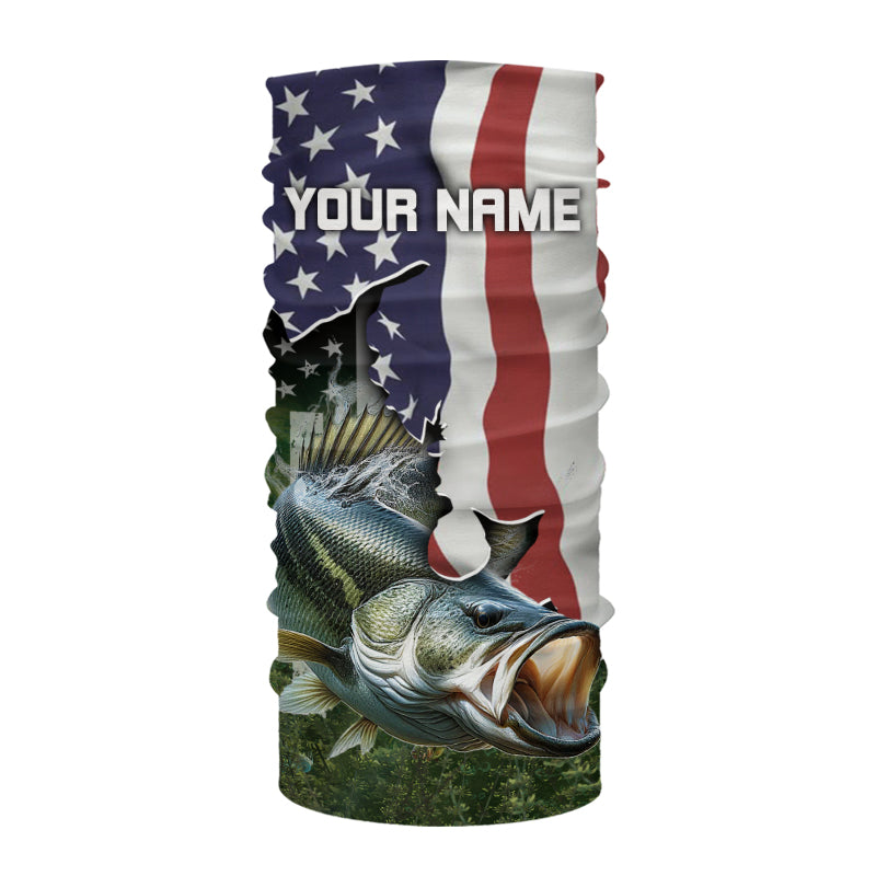 Personalized American Flag Bass Fishing Shirts, Patriotic Bass Tournament Fishing Shirts IPHW5699