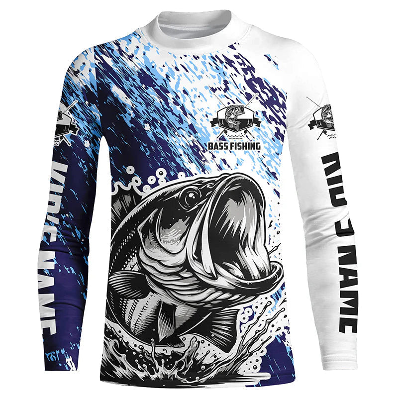 Personalized Bass Kid Long Sleeve Tournament Fishing Shirts, Bass Fishing Jerseys Fishing Gifts IPHW5652