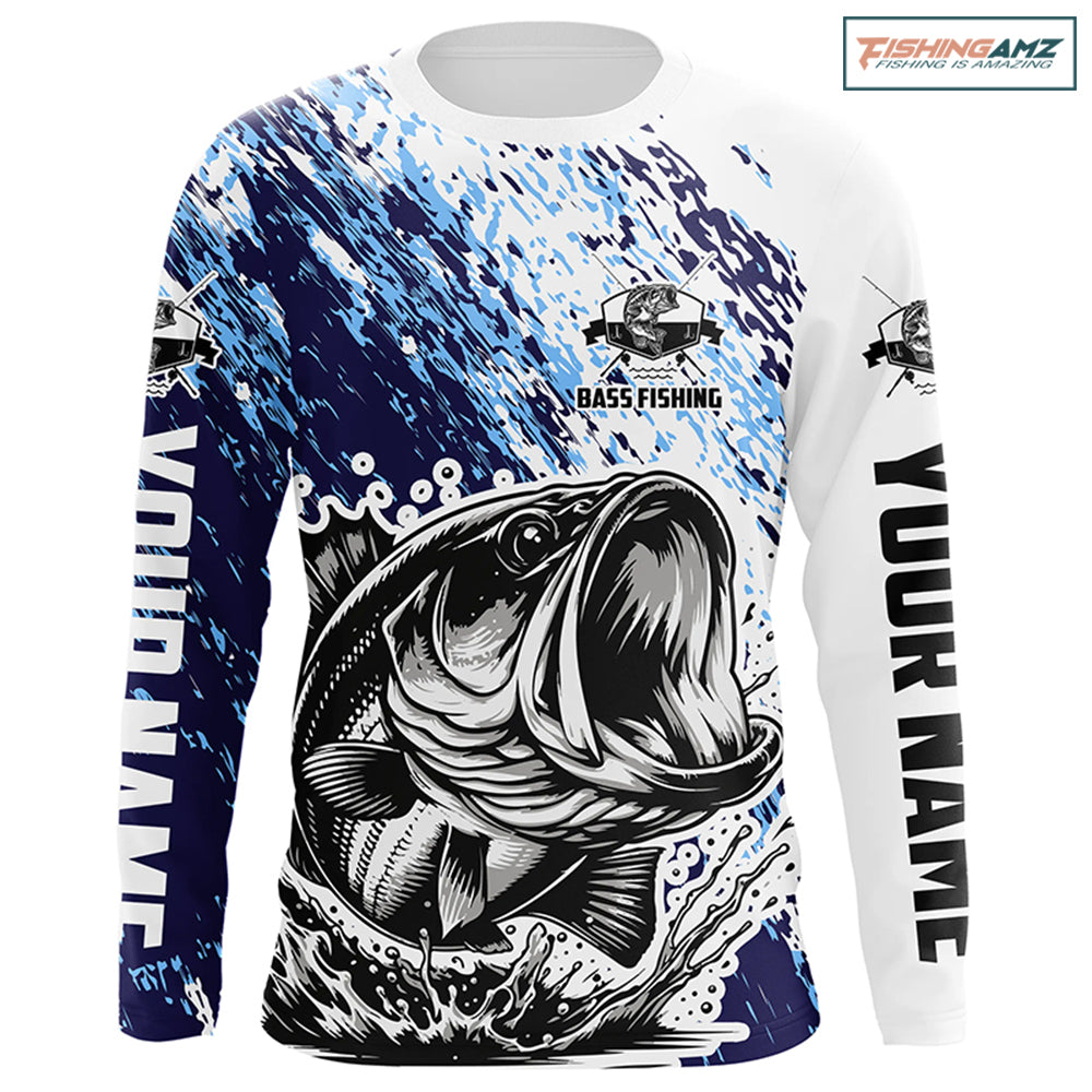 Personalized Bass Long Sleeve Tournament Fishing Shirts, Bass Fishing Jerseys Fishing Gifts IPHW5652