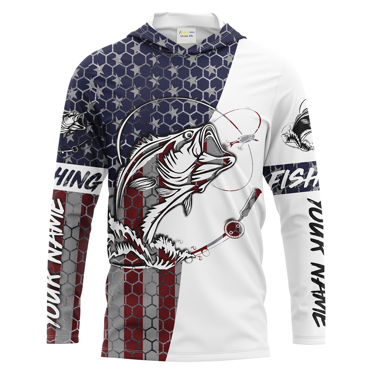 Bass Fishing American Flag Custom performance Fishing shirts, Patriotic Bass Fishing jerseys IPHW1382