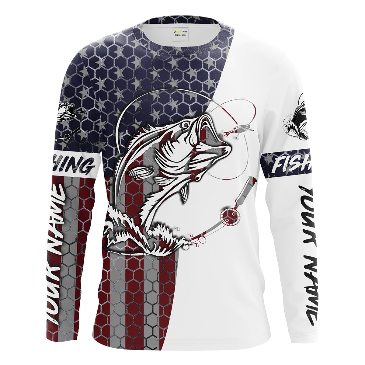 Bass Fishing American Flag Custom performance Fishing shirts, Patriotic Bass Fishing jerseys IPHW1382