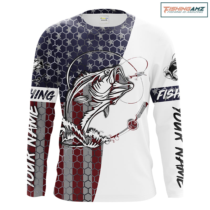 Bass Fishing American Flag Custom performance Fishing shirts, Patriotic Bass Fishing jerseys IPHW1382