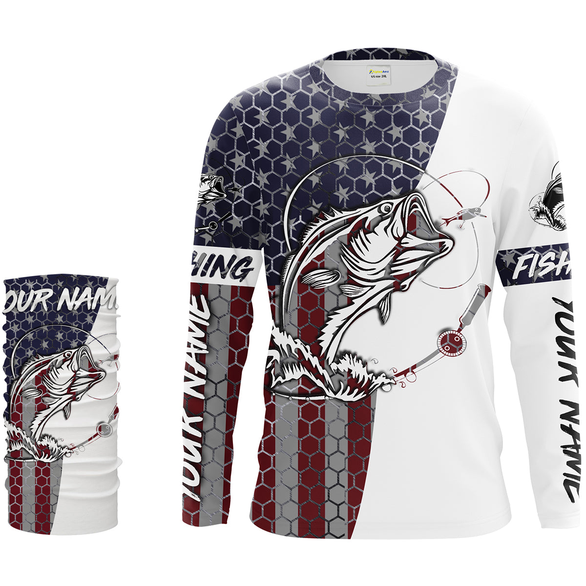 Bass Fishing American Flag Custom performance Fishing shirts, Patriotic Bass Fishing jerseys IPHW1382