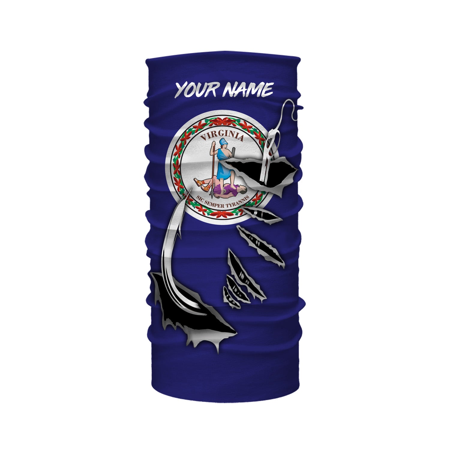 VA Virginia Flag Fishing 3D Fish Hook UV protection quick dry customize name long sleeves shirts personalized Patriotic fishing apparel gift for Fishing lovers IPH1910