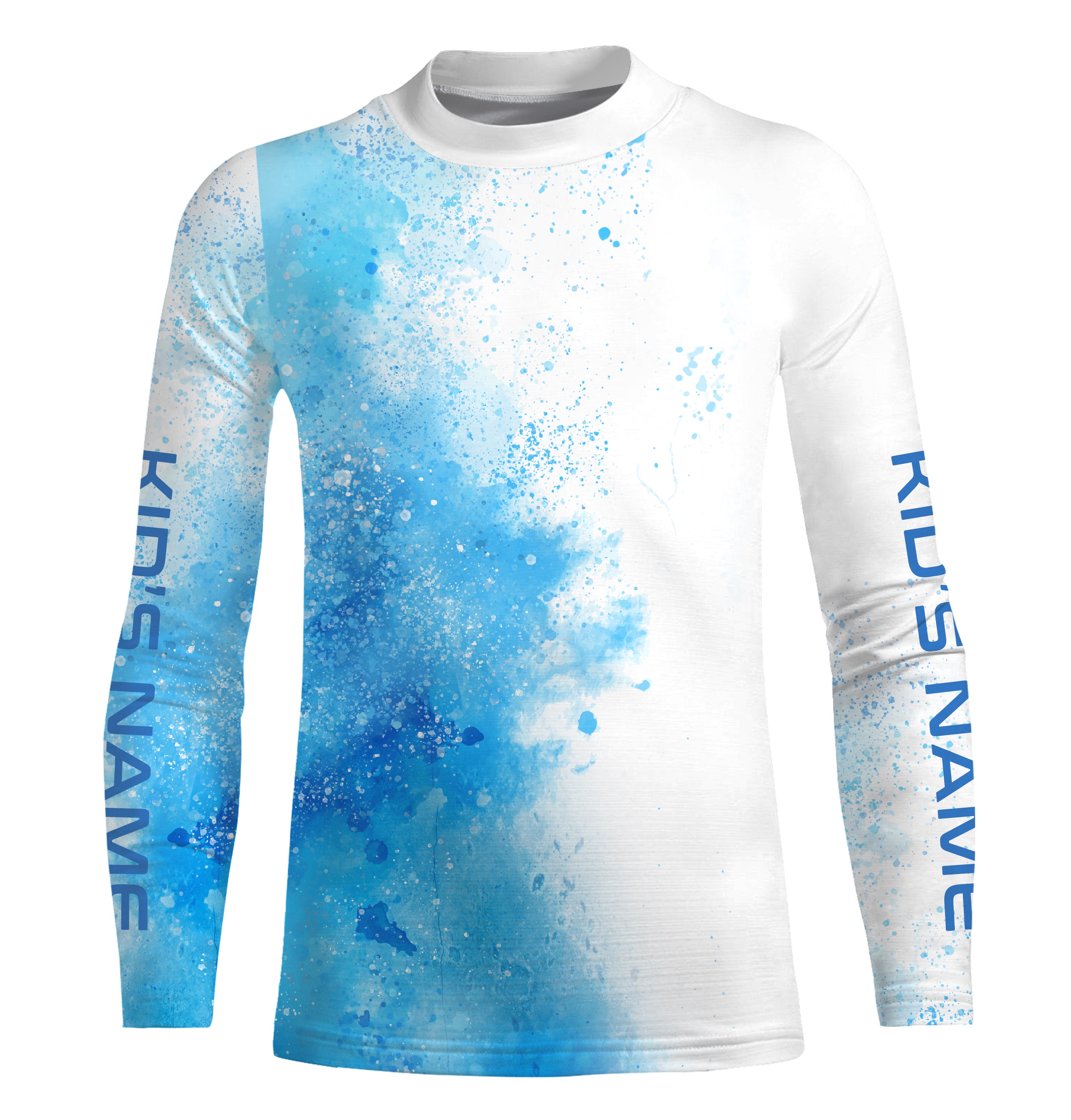 Blue water splash Custom Kid Long sleeve performance Fishing Shirts, fishing camo tournament Shirt IPHW3589