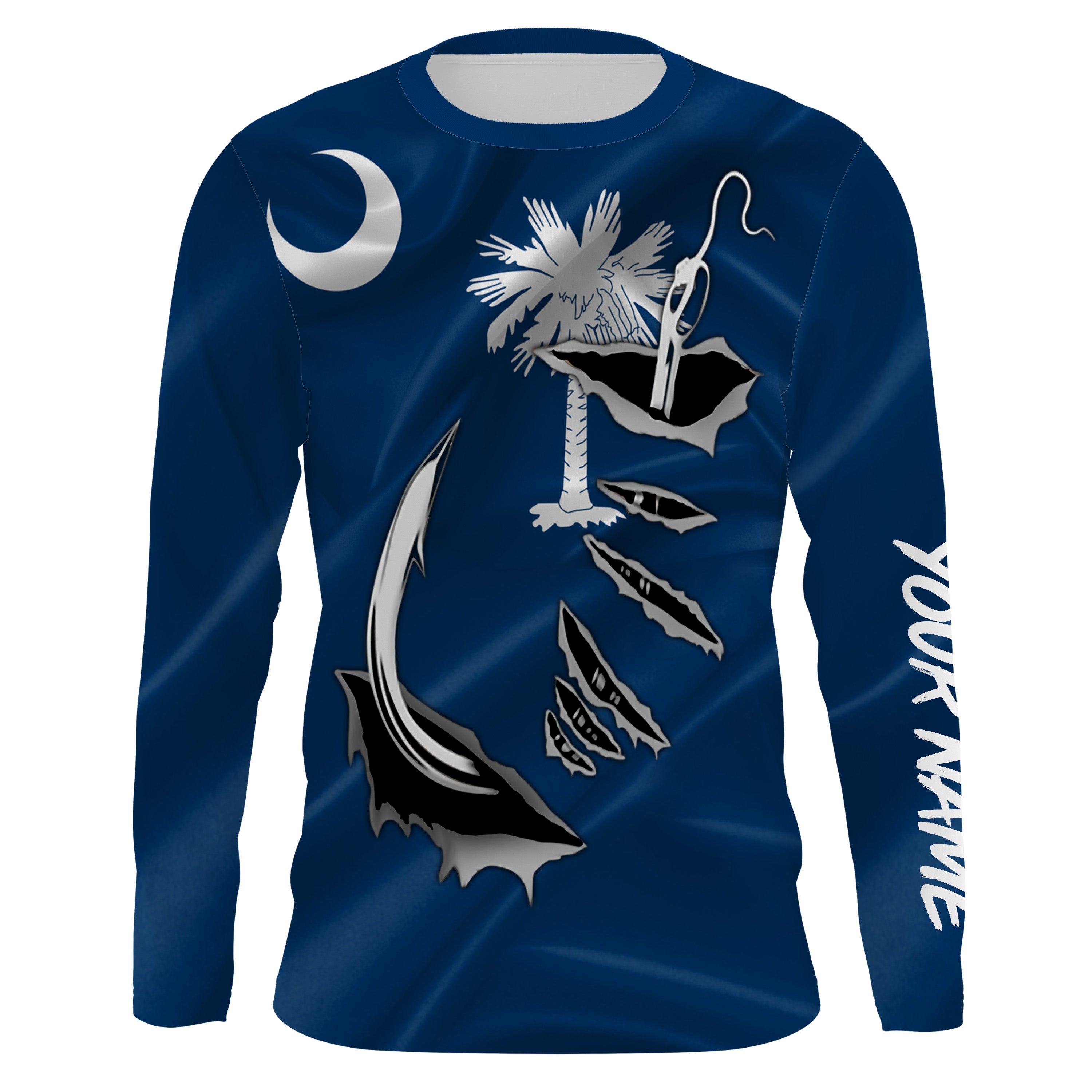 SC Fishing Custom South Carolina Flag 3D Fish Hook UV Protection Long sleeve personalized fishing apparel gifts IPHW466