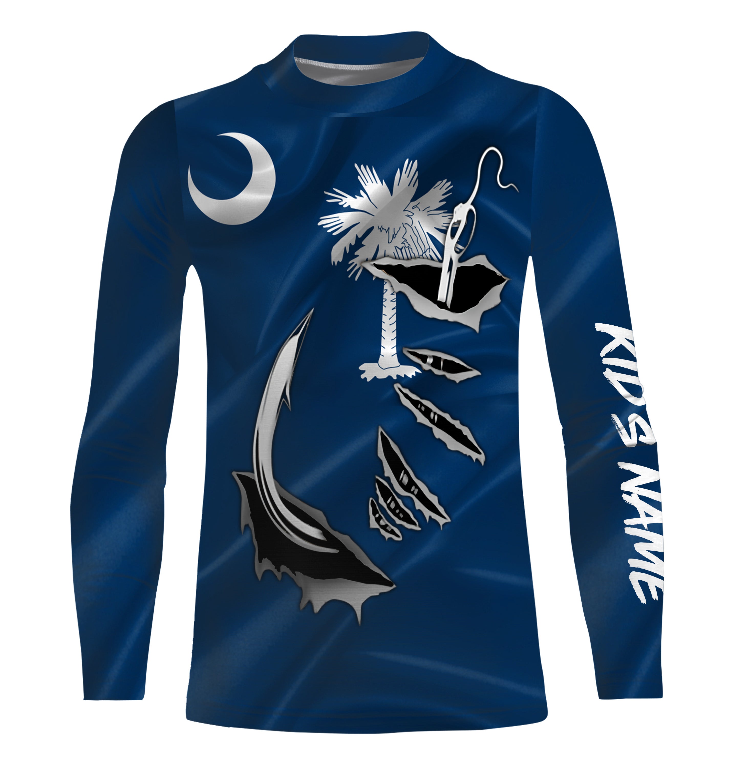 SC Fishing Custom South Carolina Flag 3D Fish Hook UV Protection Kid Long sleeve personalized fishing apparel gifts IPHW466