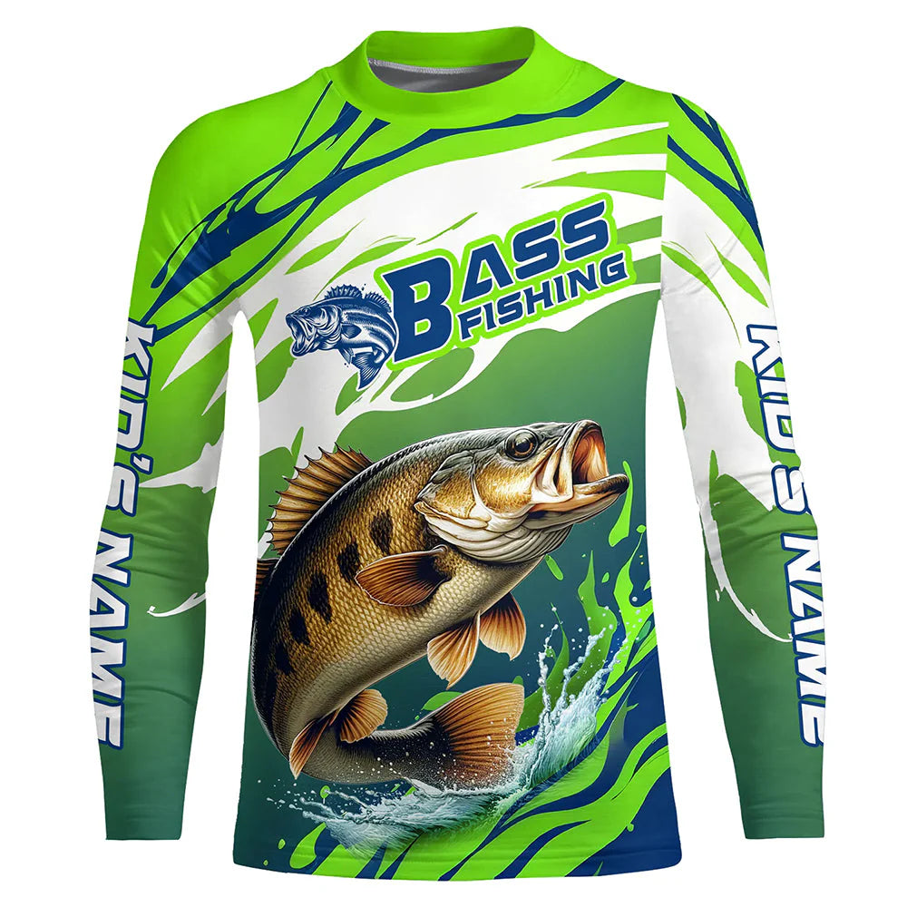 Kid Smallmouth Bass Fishing Custom Fishing Shirts, Bass Fishing Tournament Shirts Fishing Jerseys IPHW7185