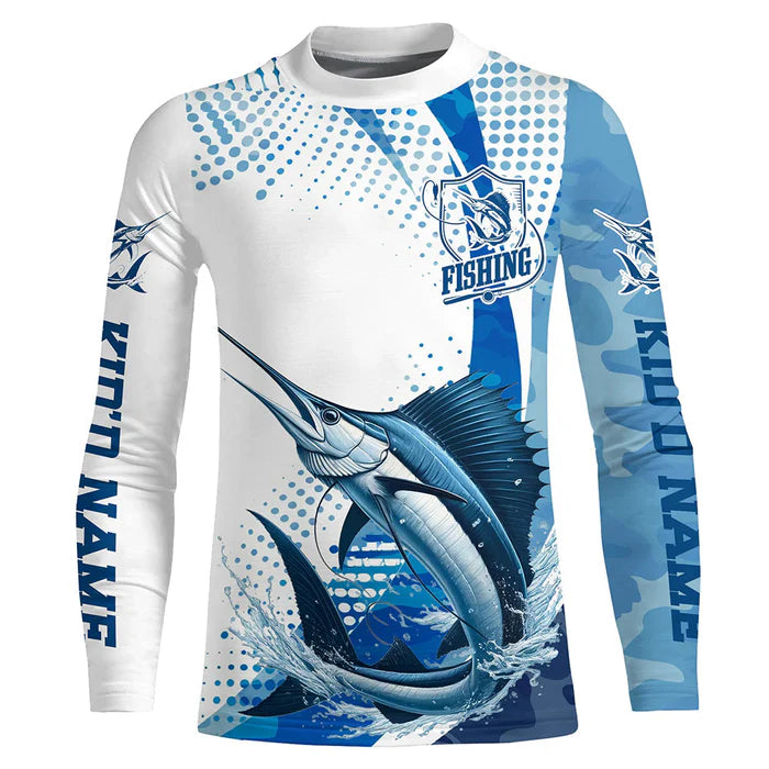 Sailfish Fishing Custom Performance Fishing Gear Shirts, Sailfish Kid Long Sleeve Fishing Shirts IPHW6834